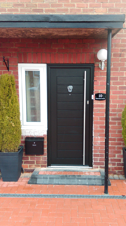Black on white Solidor composite door installers Newcastle
